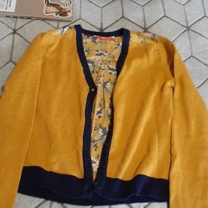 Modcloth Mustard and Navy Cardigan